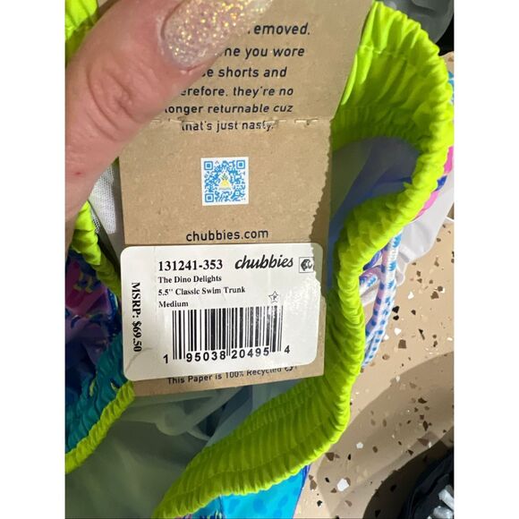 Chubbies NWT Classic 5.5" Swim Trunks with Liner Dino Delights Medium - Picture 6 of 6